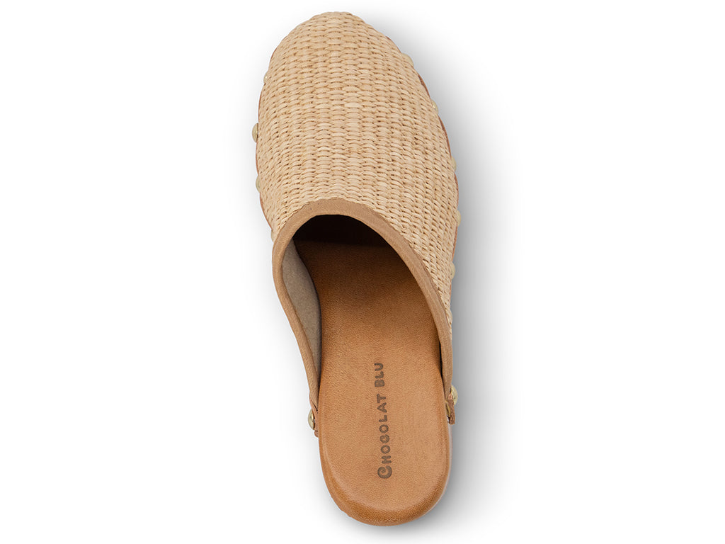 Melody Raffia Upper Mule with studs_top upper view