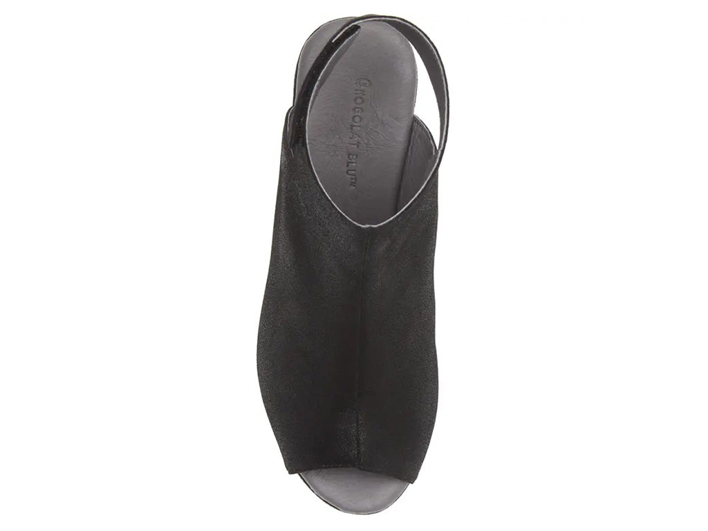 Gabby Black Shimmer Leather Sandals