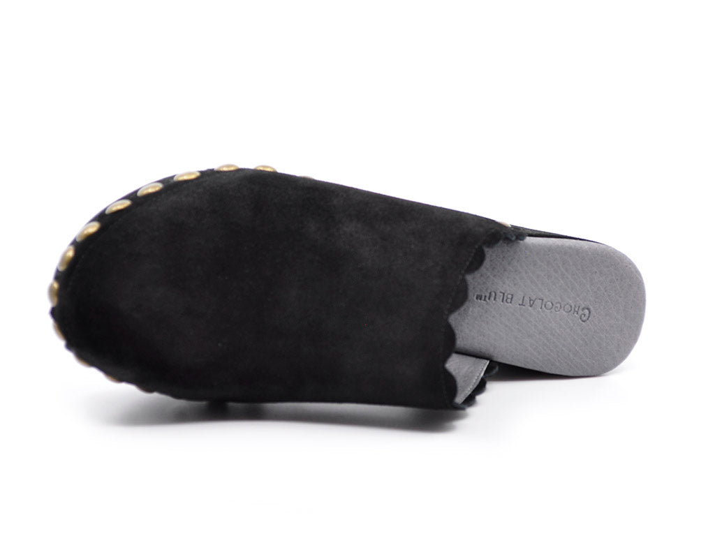 Gemini Black Suede Clogs