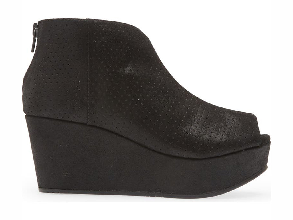 Walee Black Shimmer Leather Wedge